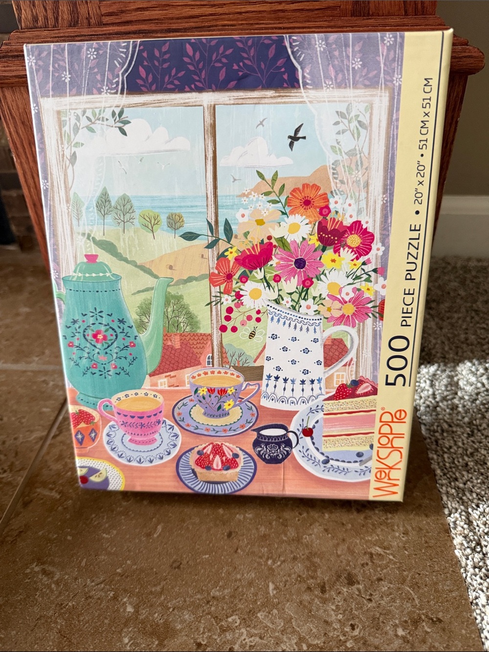 Werkshoppe 500-Piece Floral Tea Party Puzzle - Colorful Bouquet Illustration
